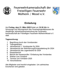 21.03. Jahreshauptversammlung